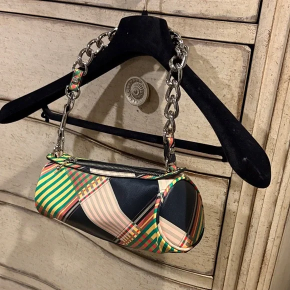 Vivienne Westwood Multicolor Plaid Clutch with Chain Strap - Picture 8 of 8